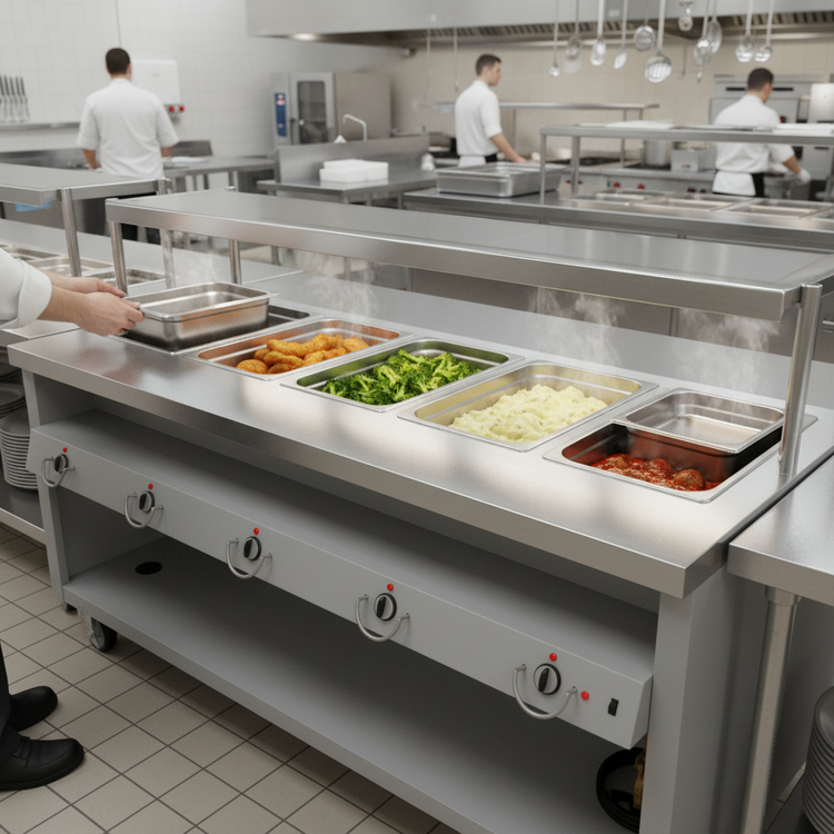 Product image #4 for Thurmaduke TEHF-74PG 74" Mobile Electric Hot Food Unit with 5 Sealed Wells
