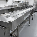 Thumbnail image #4 for Dinex DXIESSB16 16-Foot Motorized Slat Belt Tray Make-Up Conveyor, Variable Speed, Stainless Steel, Dry Operation