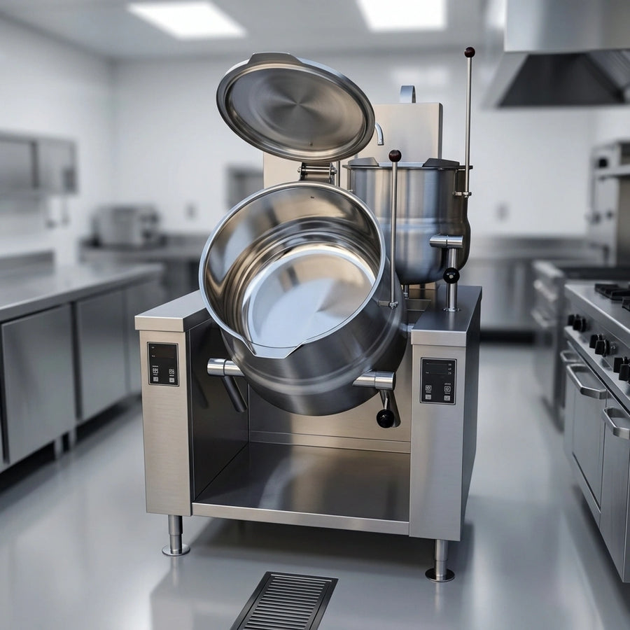 This image highlights the gleaming 316 stainless steel kettle liner, engineered for superior corrosion resistance and lasting performance in demanding kitchens.