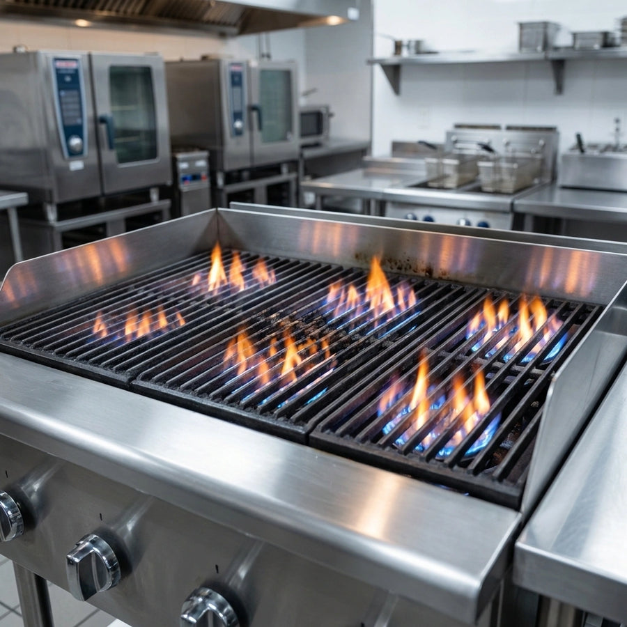 Experience consistent, powerful heat across the entire cooking surface with the charbroiler's robust gas burners.