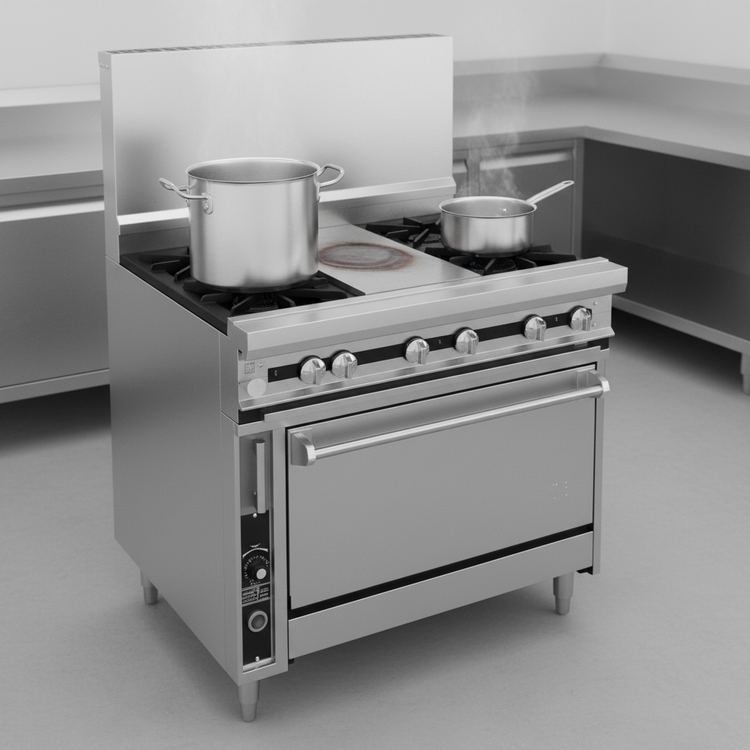 Product image #4 for Titan JTRH-24IP-1ST 36" Heavy Duty Gas Range with 24" Plancha and Split Top