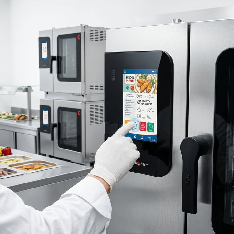 Product image #4 for Convotherm K12 Maxx Pro Combi Oven/Steamer School Package, Double Stacked Electric, Boilerless, (12) Half-Size Sheet Pan Capacity with Disappearing Doors