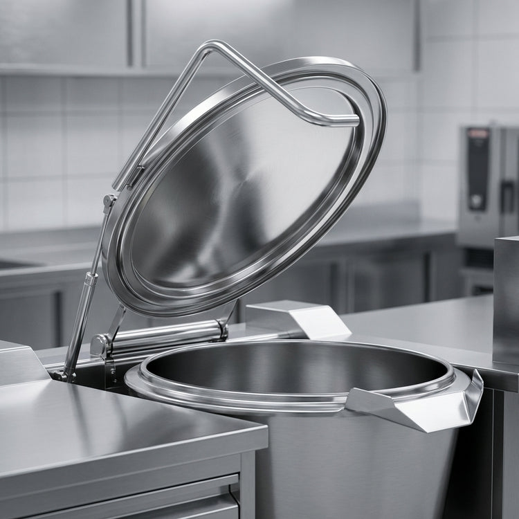Product image #4 for Baskett UPRIE122M_V1 122 Gallon Electric Indirect Heating Tilting Kettle with Mixer