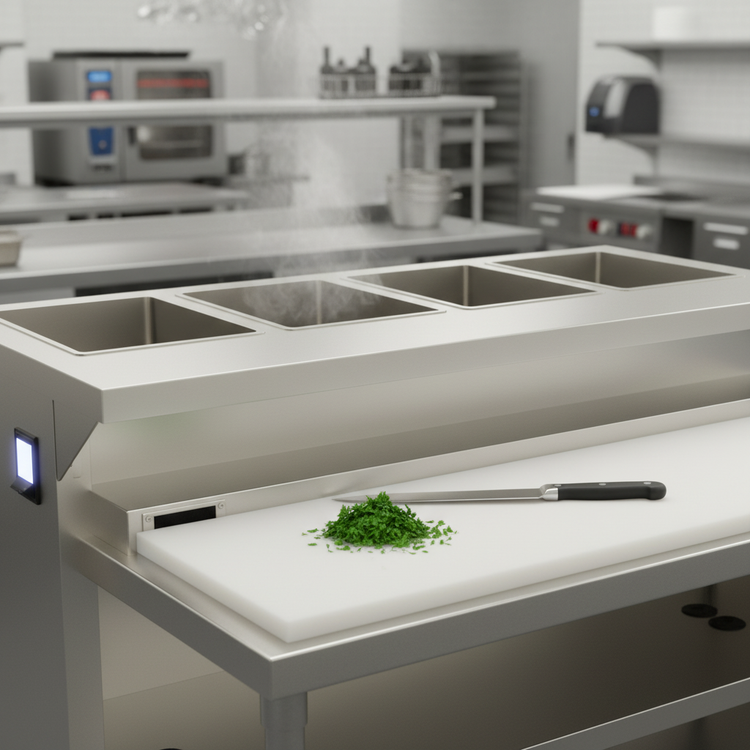 Product image #4 for Thurmaduke EW-4-DLSS Deluxe Ganged Four Well Electric Waterless Food Warmer