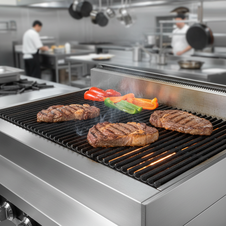 Product image #4 for Titan JTRH-60B 60 Inch Heavy Duty Gas Range Match Charbroiler with Cabinet Base