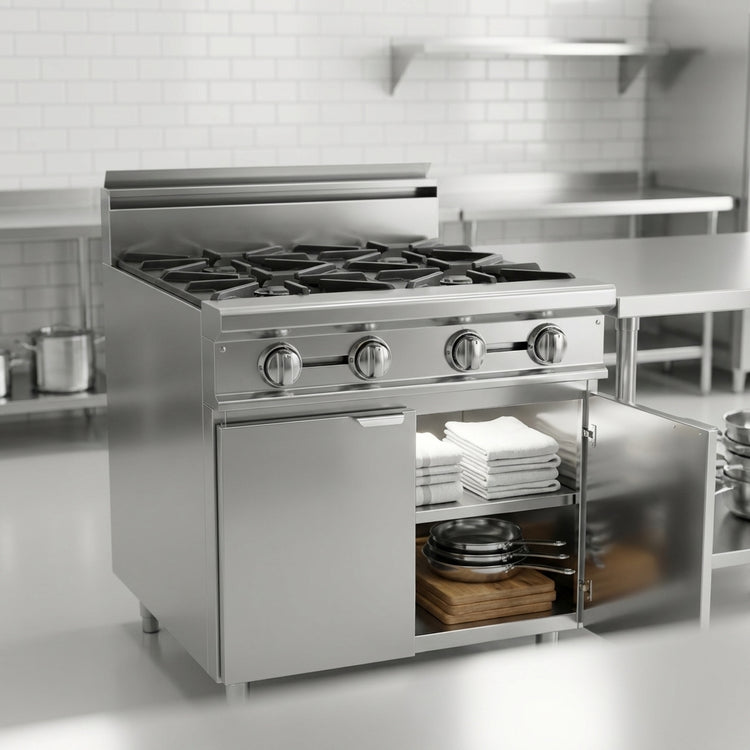 Product image #4 for Titan JTRH-4 Heavy Duty 36" 4-Burner Gas Range with Cabinet Base