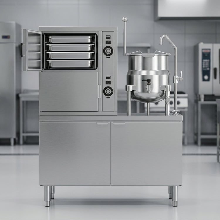 Product image #4 for Crown SCX-2-10 Two Compartment Full-Size Steam Coil Convection Steamer with 10 Gallon Kettle