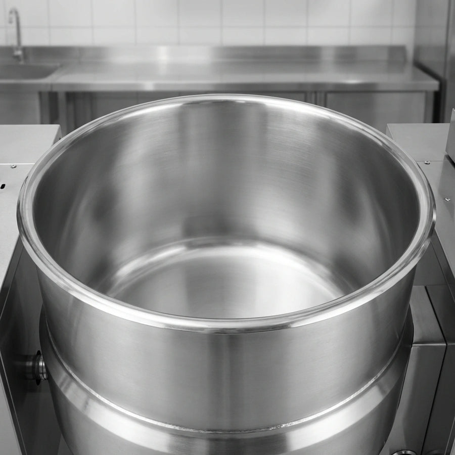 The kettle's pristine 316 stainless steel liner is showcased, highlighting its superior corrosion resistance and hygienic design.