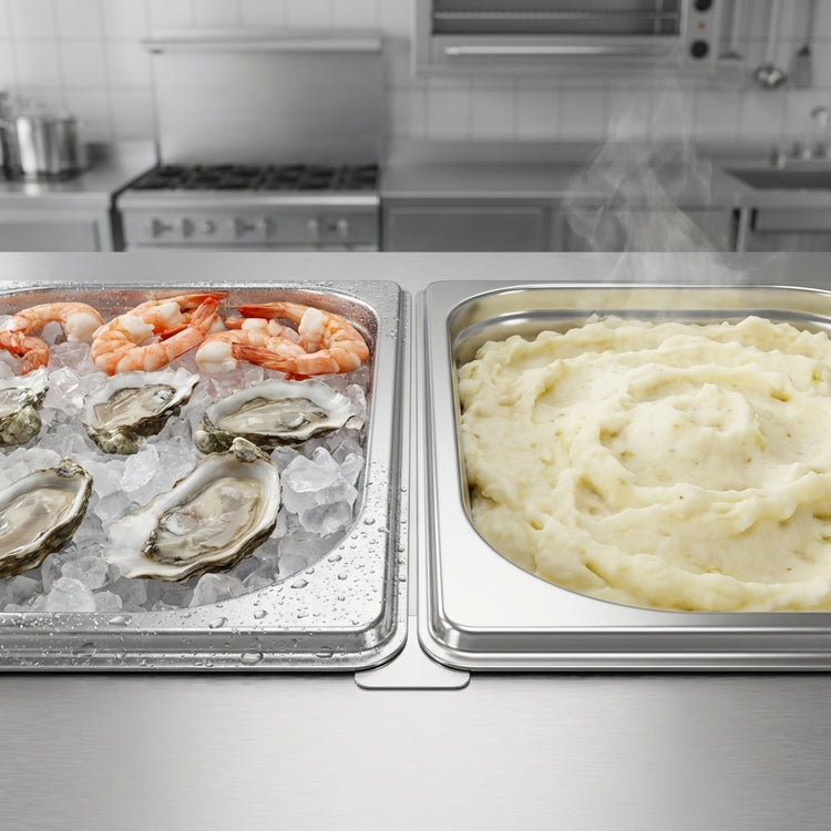 Product image #4 for Atlas Metal INFHC-2 Mobile Hot/Cold Buffet Station with 2 Pan Capacity