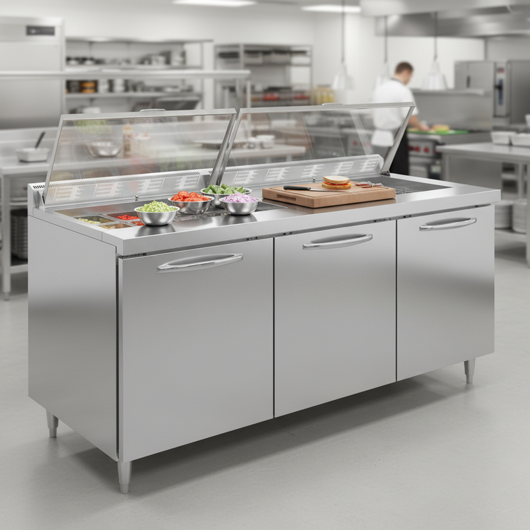 Product image #4 for Continental Refrigerator Designer Line D72N27M 72" Mighty Top Three-Section Sandwich Prep Table