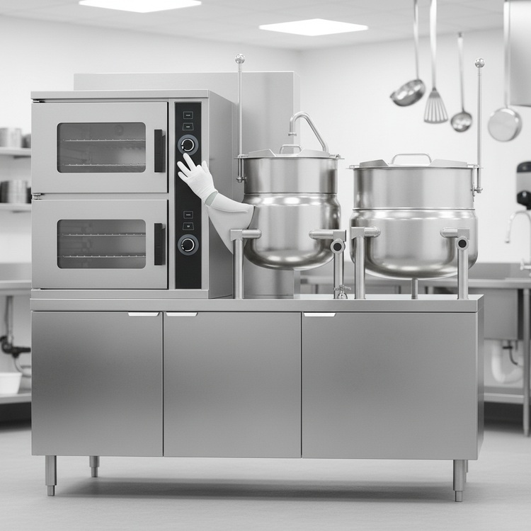 Product image #4 for Crown GCX-10-6-10 Gas Double Compartment Convection Steamer with Dual Kettles