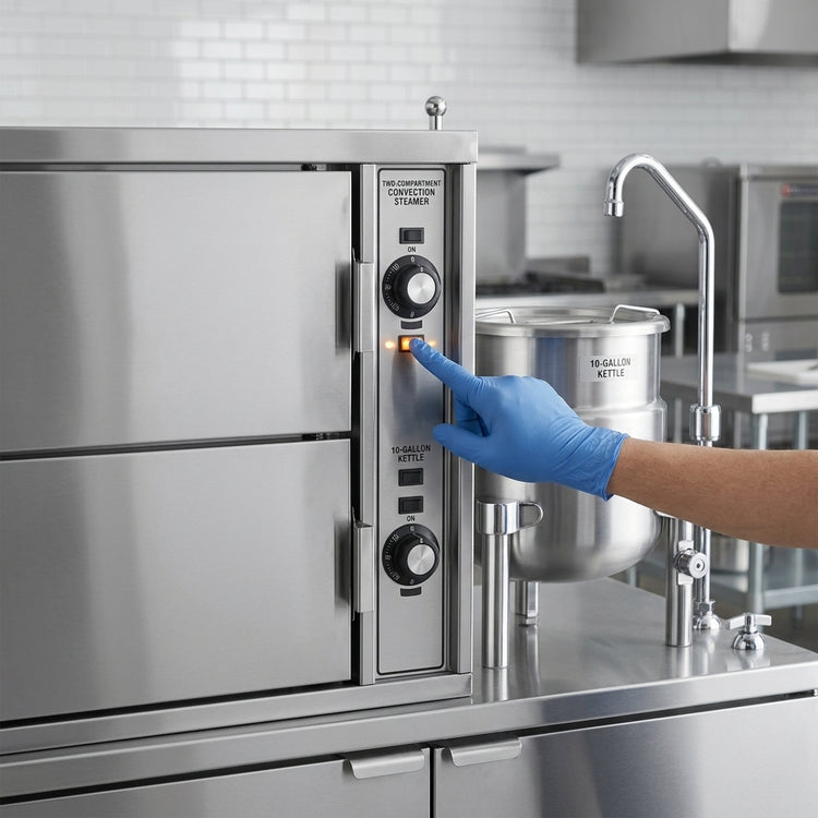 Product image #4 for Crown GCX-2-10 Two Compartment Gas Convection Steamer with 10 Gallon Kettle