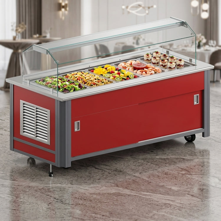 Product image #4 for Atlas Metal BLC-5-RM-BU 5-Pan Mobile Refrigerated Buffet Cold Food Serving Counter