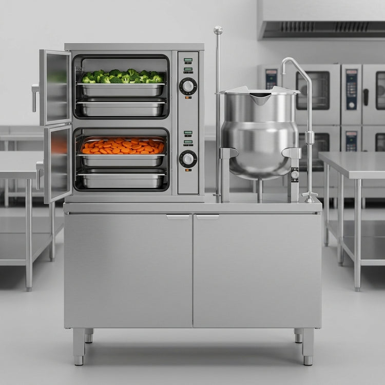 Product image #4 for Crown ECX-2-6 Two-Compartment Electric Convection Steamer with 6 Gallon Kettle