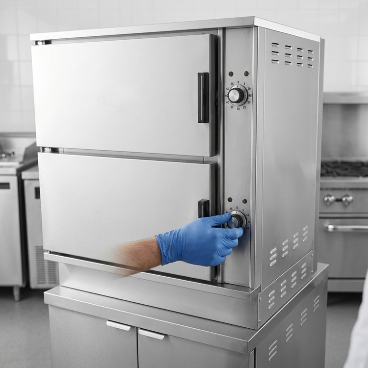Product image #4 for Crown DCX-16 Two Compartment Direct Steam Convection Steamer with 36" Cabinet Base