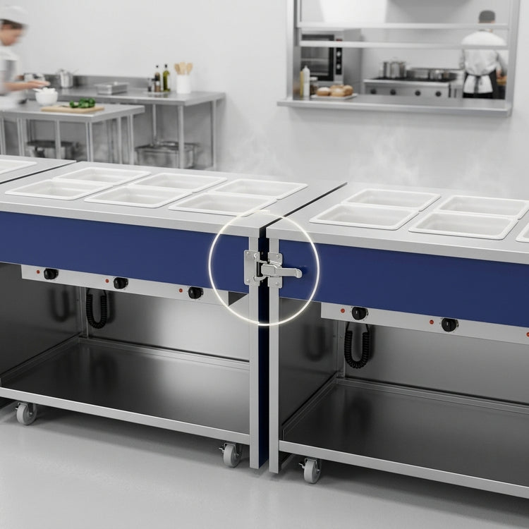 Product image #4 for Atlas Metal INFIH-6 Mobile Hot Food Unit, 6-Well, Open Cabinet Base