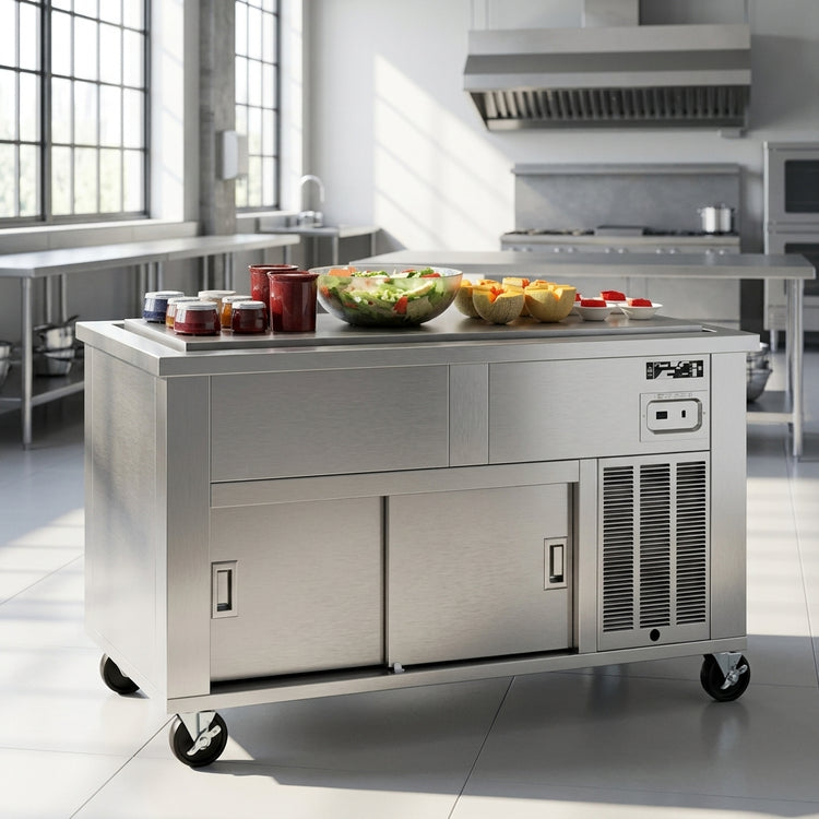 Product image #4 for DineXpress DXP4FT 4-Pan Frost Top Mobile Serving Counter