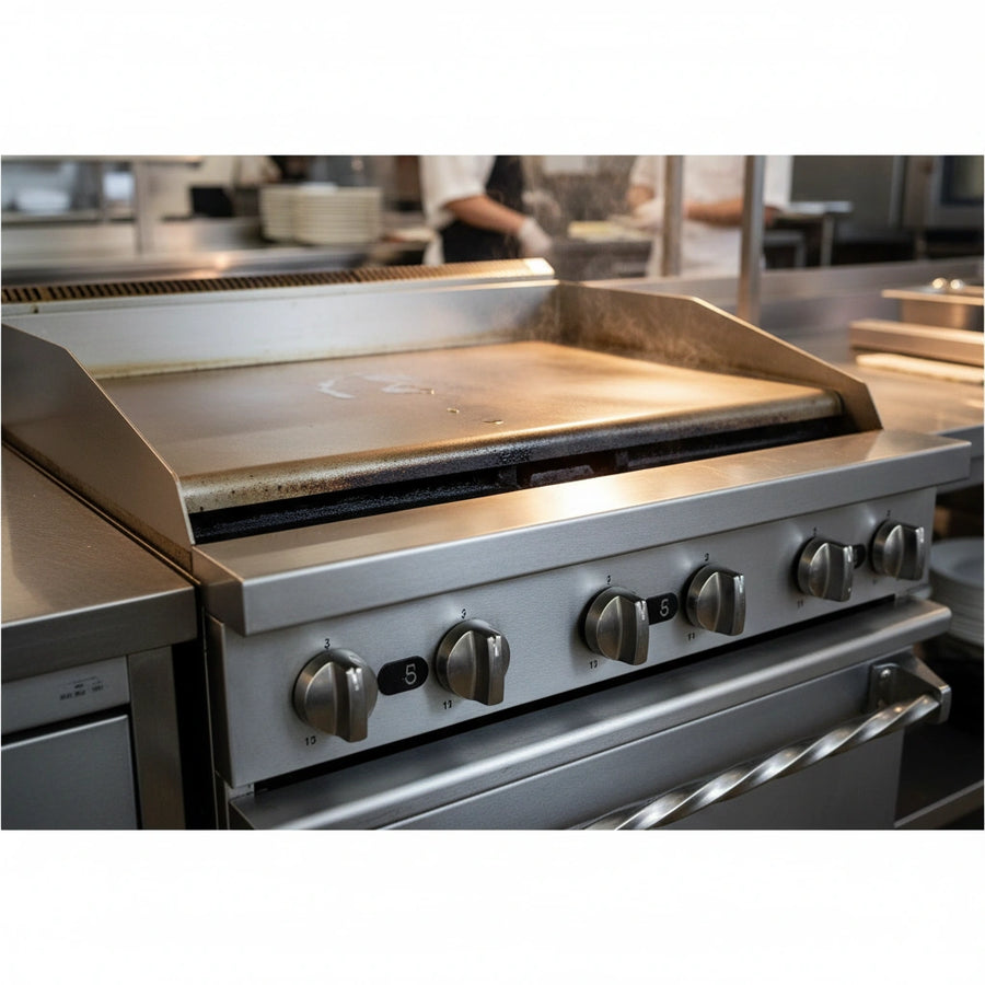Achieve consistent results every time with the Jade Range Bistro's integrated 24-inch manual griddle, engineered for even heat distribution.