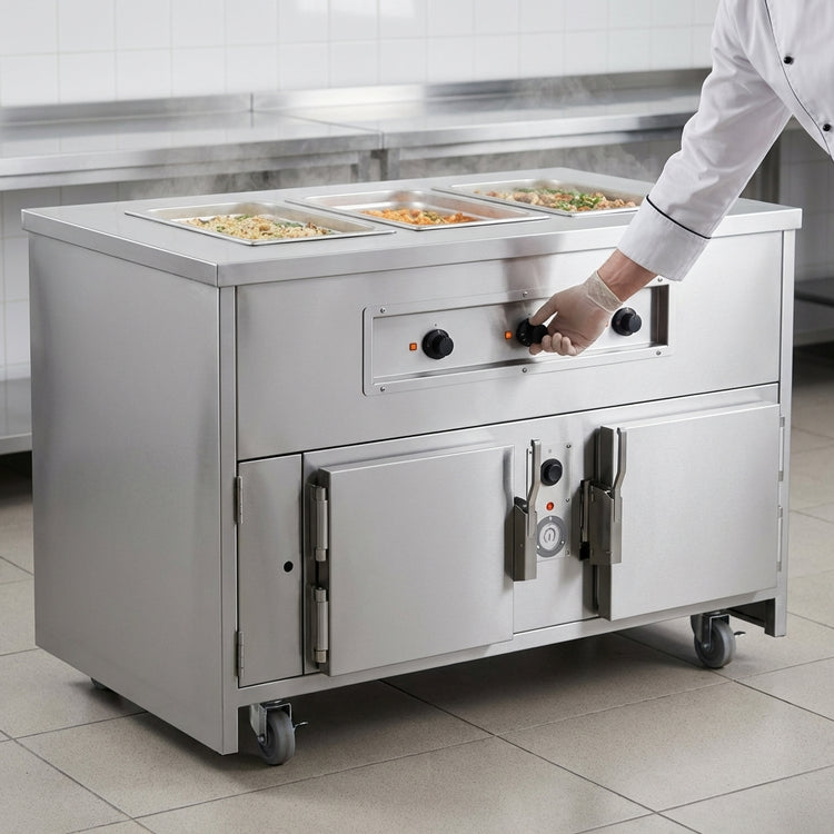 Product image #4 for Atlas Metal INFHB-3 Mobile Hot Food Unit, 3 Well, Electric