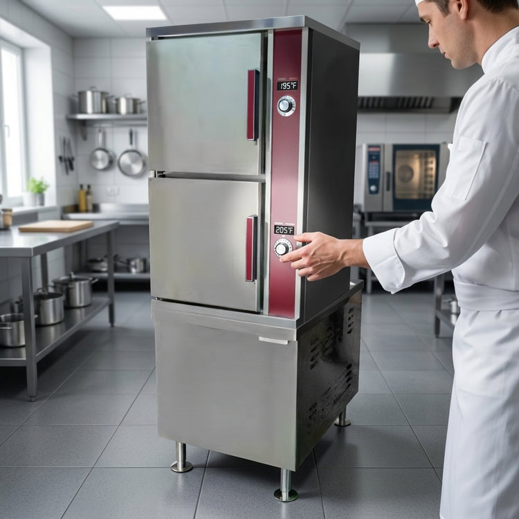 Product image #4 for Crown DCX-2-24 Direct Steam 2-Compartment Full-Size Convection Steamer with 24" Cabinet Base