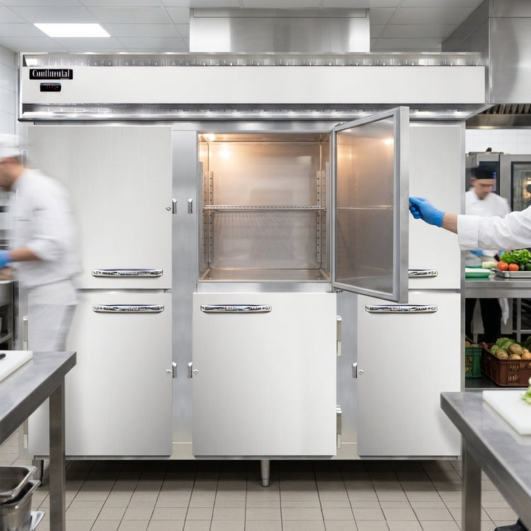 Product image #4 for Continental Refrigerator Designer Line DL3WE-SS-HD Extra Wide Three-Section Heated Holding Cabinet with Half-Doors