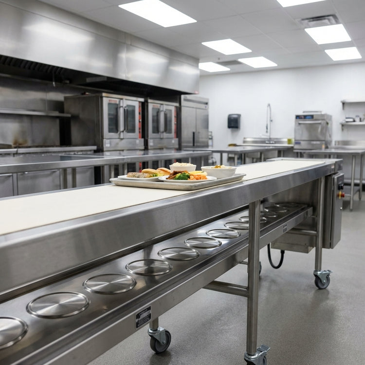 Product image #4 for Dinex DXIESFB16 16-Foot Fabric Belt Tray Make-Up Conveyor