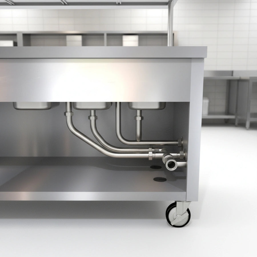 Observe the highly efficient manifolded drain system, expertly connecting multiple cold wells to a single exterior point for simplified plumbing and maintenance.