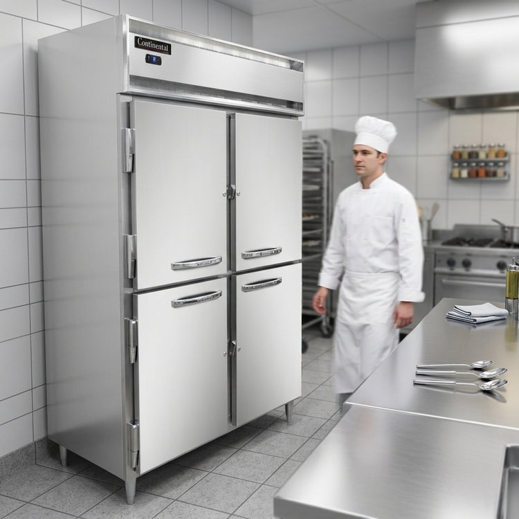 Product image #4 for Continental Refrigerator Designer Line Two-Section Shallow Depth Reach-In Freezer with Half-Height Solid Doors