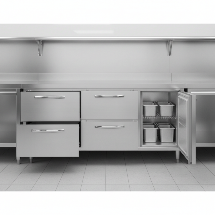Product image #4 for Continental Refrigerator Designer Line DFA68NSS-D 68" Worktop Freezer with 4 Drawers & 1 Door