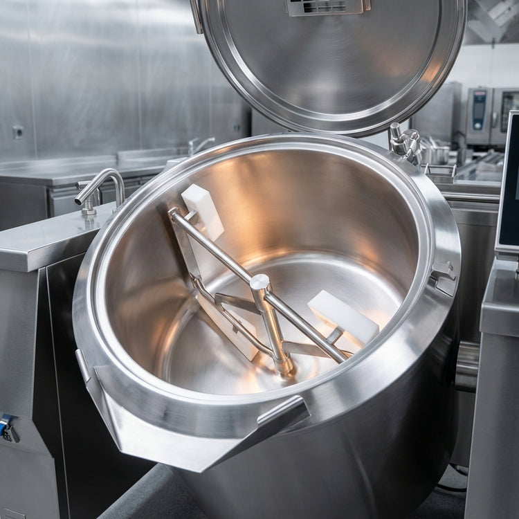 Product image #4 for Baskett 62 Gallon Electric Tilting Kettle with Mixer, Indirect Heat