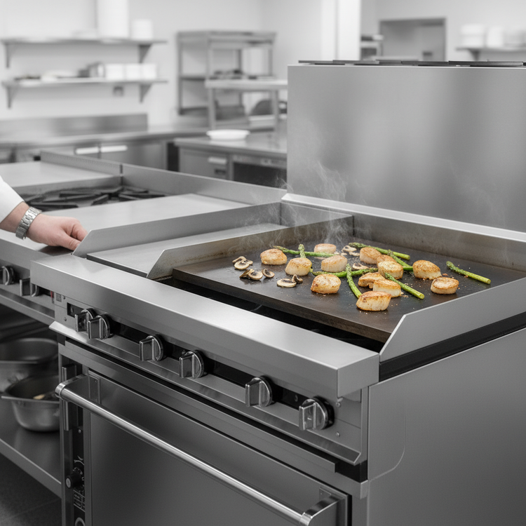 Product image #4 for Titan JTRH-24IP-2-36C 36-Inch Gas Heavy Duty Range with 2 Open Burners, 24-Inch Plancha, and Convection Oven