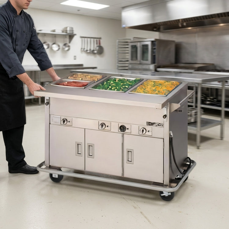 Product image #4 for Dinex ServeXpress DXPDME5PTSBH Mobile Electric 5-Well Hot Food Counter