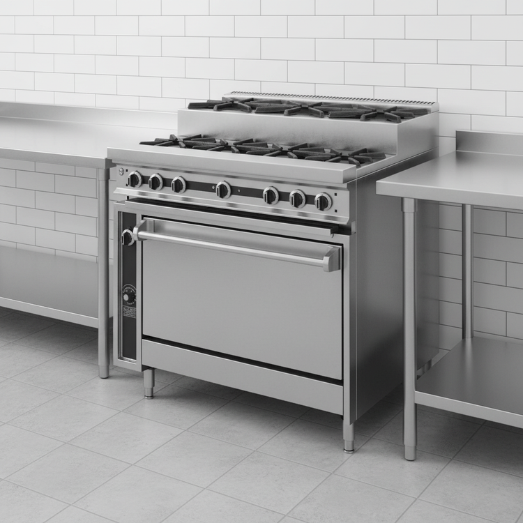 Product image #4 for Titan JTRHE-3-3-36 Heavy Duty 36-Inch Gas Range with 6 Open Burners and Standard Oven