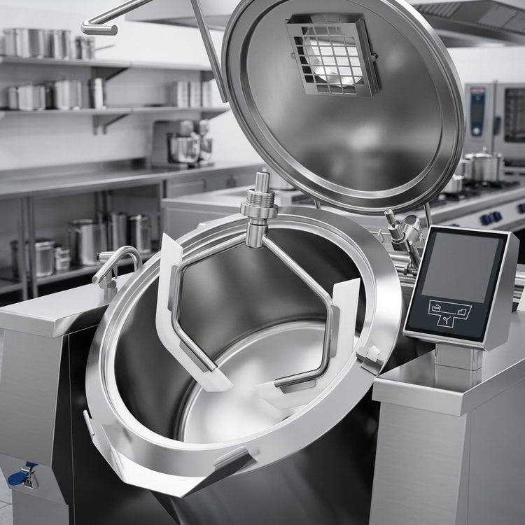 Product image #4 for Baskett UPRIE048M_V1 Tilting Kettle with Mixer, 48 Gallon Electric Indirect Heat