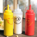 Thumbnail image #2 for New Star Foodservice Inc. 28560 12 oz Plastic Smile Face Squeeze Bottles, Set of 3 Case of 12