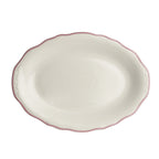 Thumbnail image #1 for Steelite International HL Ivory HL52563928 Oval China Platter, 10 x 7.75 in, Carolyn Styleline Rose, Scalloped Edge Case of 2 Dozen