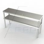 Thumbnail image #1 for AERO Manufacturing 3DO-1536 Table-Mount Double Overshelf, 36"W x 15"D x 30"H, 16-Gauge 304 Stainless Steel, Adjustable Mid-Shelf