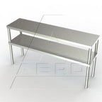 Thumbnail image #1 for AERO Aerospec 2DO-1084 Table-Mount Double-Deck Overshelf, 84"W x 10"D, 14-Gauge Stainless Steel, Adjustable Mid-Shelf