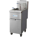 Thumbnail image #1 for USR Brands Standard Range SR-F4S-NG Natural Gas Commercial Floor Fryer, Solid-State Control, 50 lb Oil Capacity, Stainless Steel Exterior