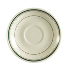 Thumbnail image #1 for CAC China Greenbrier GS-36 Round Ceramic Saucer, 4-Inch Diameter, Green Band Case of 3 Dozen