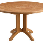 Thumbnail image #1 for Grosfillex Aquaba US921208 Outdoor Restaurant Table, 48" Round, Teak-Decor Resin Top, Umbrella Hole with Cap, Teakwood Legs