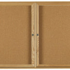 Thumbnail image #1 for AARCO Products OBC3660R Wall-Mounted Enclosed Bulletin Board, Red Oak Frame, 2 Swing Doors, 60"W x 36"H