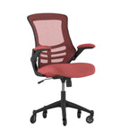 Thumbnail image #1 for Flash Furniture BL-X-5M-RED-RLB-GG Adjustable-Height Swivel Task Chair, Red Mesh Back, Padded Upholstered Seat, Casters
