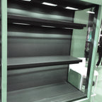 Thumbnail image #1 for Oscartek Muro MURO H78 H1500 Hot Dry Self-Service Air Screen Wall Merchandiser, Stainless Steel & Glass, 60.63"W, 3 Shelves