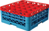 Thumbnail image #2 for OptiClean Full-Size 25-Compartment Glass Rack with 3 Color-Coded Extenders, Red/Blue
