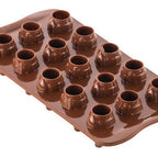 Thumbnail image #1 for Louis Tellier US Silikomart SCG056 Mr & Mrs Brown Silicone Pastry Mold, 0.33 oz., 0.98" Dia. x 1.57"H Case of 18