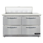 Thumbnail image #1 for Continental Refrigerator Designer Line D48N10C-FB-D 48-Inch Two-Section Sandwich Prep Refrigerator, Front-Breathing, 4 Drawers, 10-Pan Top