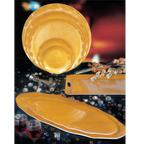Thumbnail image #2 for Thunder Group Pearl RF2024G 24" x 10" Gold Melamine Oval Platter with Scalloped Edge Case of 12