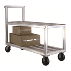 Thumbnail image #1 for New Age NS557 Mobile 2-Tier Aluminum Platform Truck with Handle, 3,000 lb Capacity, 6-Inch Casters