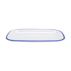 Thumbnail image #1 for G.E.T. Settlement Bistro CS-1280-W/CB Melamine Rectangular Dinner Platter, 11-3/4 x 7-3/4 in, White with Cobalt Blue Trim 1 Dozen